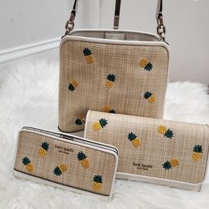 💛▪️Kate Spade▪️ Darcy Small Pineapple Bag Set Of 3 Bundle Crossbody And Wallet